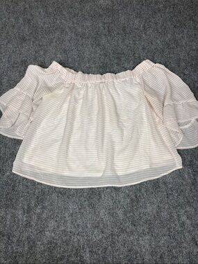 Express Pink Striped Off-Shoulder Blouse